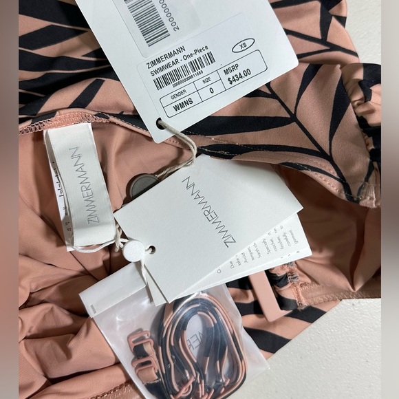 NWT Zimmermann Sculpt Link Ruched Zebra Print Bandeau Swimsuit 0 XS - Picture 8 of 13
